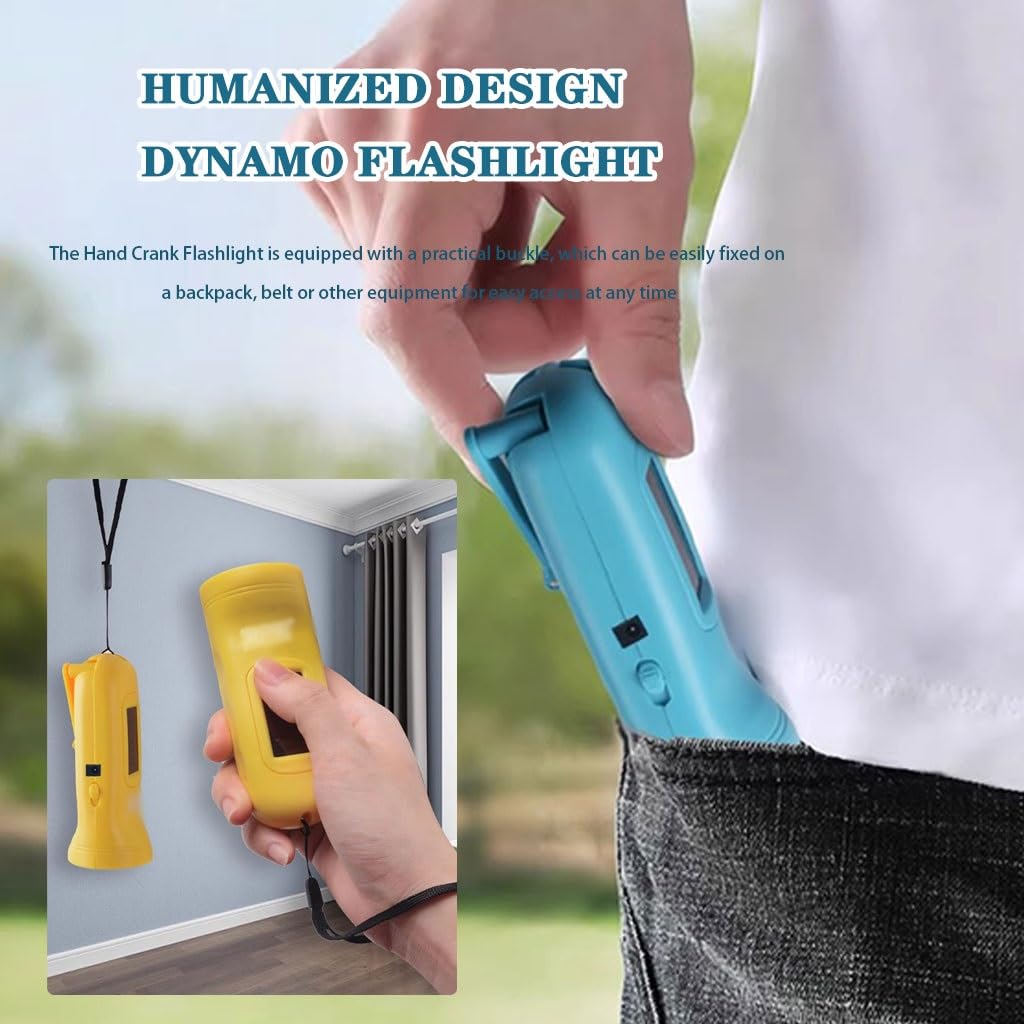 Torcia Elettrica A Manovella Alimentata Ad Energia Solare, Torcia Elettrica Portatile A Dinamo, Per Campeggio, Attività All'aperto, Escursionismo(Blue color,Set 3)