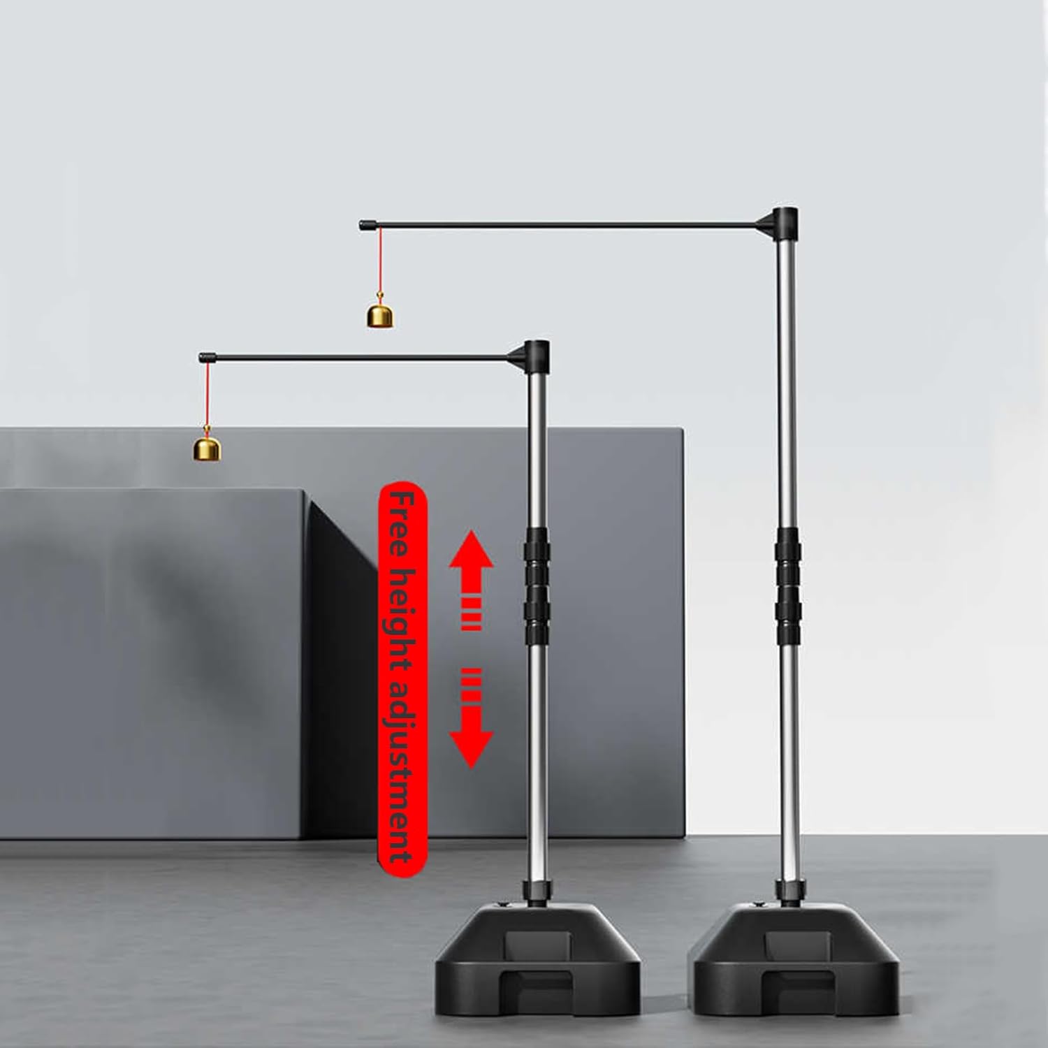 Stainless Steel Bounce Measurement, 1.53-3.6m Height Adjustable Vertical Jump Measurement Tool, Bell Alert, Weighted Jump Tester