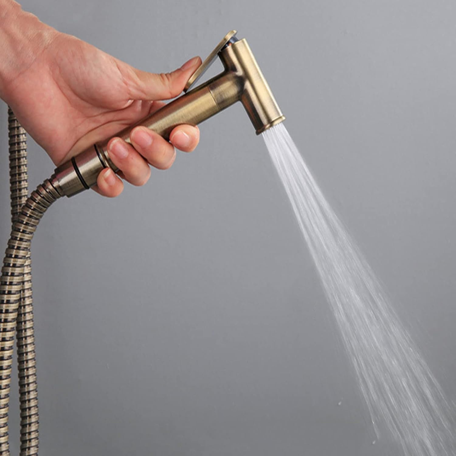 Hand Held Toilet Bidet Shattaf Faucet, Stainless Steel Bidet Sprayer Douche Kit Jet Copper Valve Set Faucet