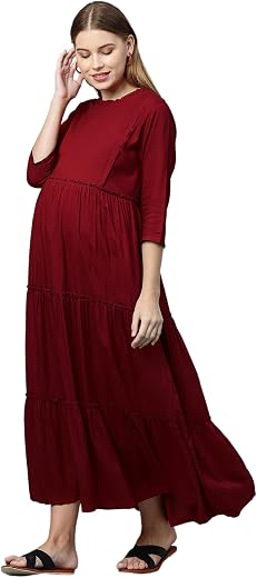 MomToBe Women’s Fit And Flare Knee Length Dress