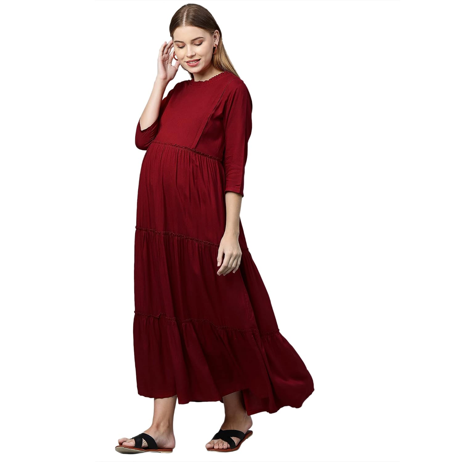 MomToBe Women's Fit And Flare Knee Length Dress