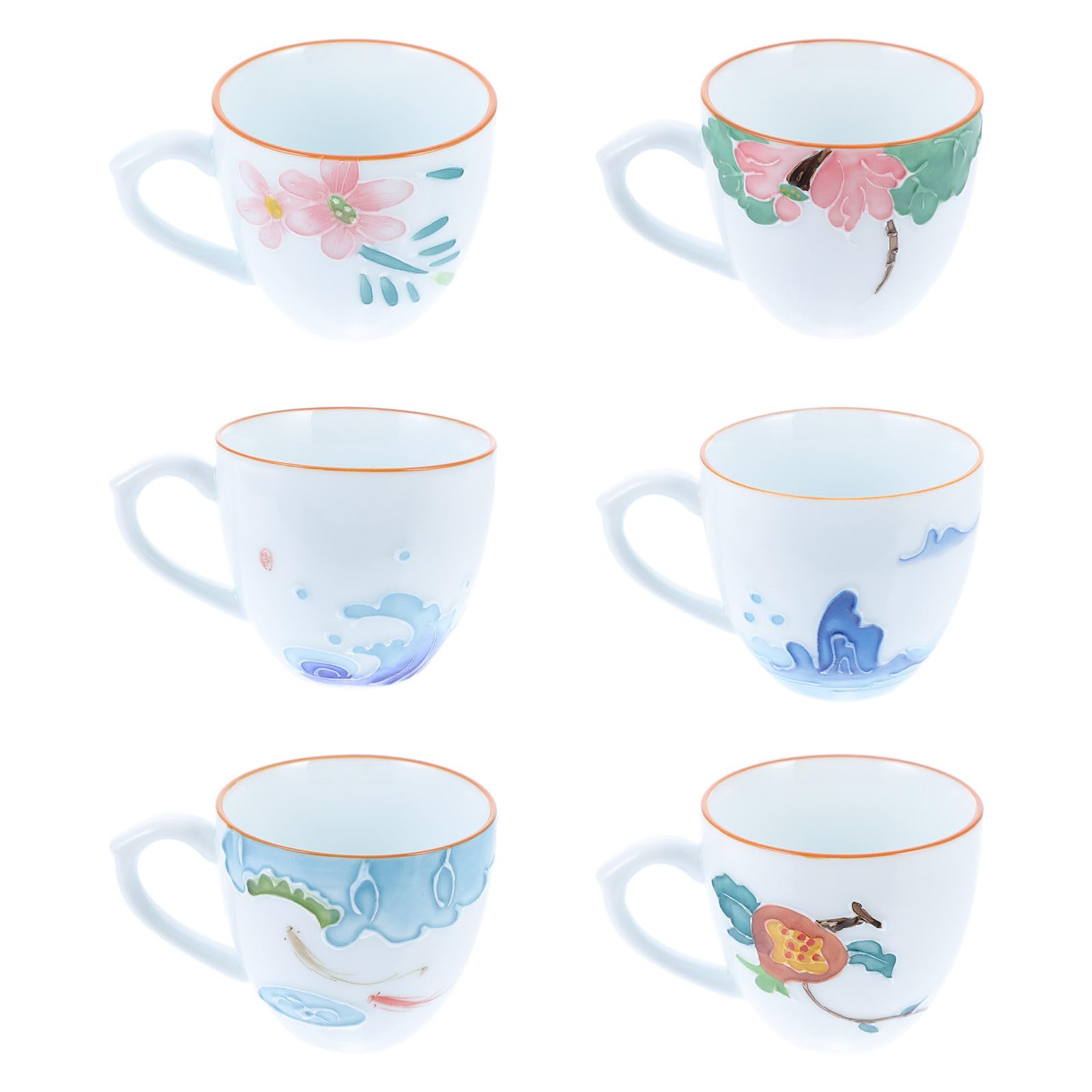 BESTOYARD Set 6 Tazze da Tè Materiale Ceramico in Ceramica Dipinte a Mano, Pratiche e Uniche di Stile Retrò e Fashion per Riunioni di Tè