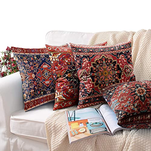 Britimes Throw Pillow Covers, Retro Tribal Ethnic Home Decor Set of 4 Pillow Cases, 18 X 18 inches Sofa Cushion Couch Sofa Pillowcases Decorative Britimes Throw Pillow Covers, Retro Tribal Ethnic Home Decor Set of 4 Pillow Cases, 18 X 18 inches Sofa Cushion Couch Sofa Pillowcases Decorative