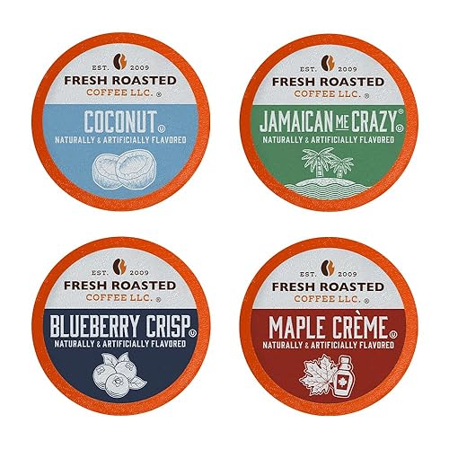 Miniatura 1 de Fresh Roasted Coffee, Sabores divertidos, paquete variado de cápsulas de café saborizadas, compatible con K-Cup, 24 unidades