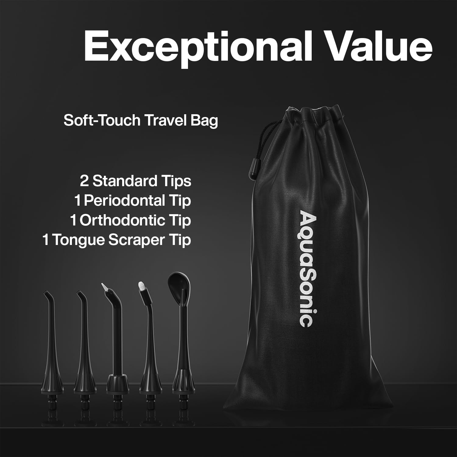 Aquasonic Aqua Flosser,Hilo dental de agua recargable profesional con 4 puntas,Irrigador oral con 3 modos,Hilo dental portátil e inalámbrico,Niños y aparatos ortopédicos,Recomendado por dentistas