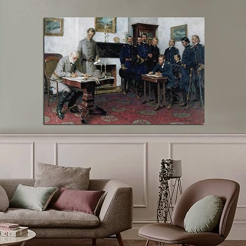 Miniatura 7 de 1865 The Surrender Of Robert E. Lee To General Grant At Appomattox Courthouse Póster de arte en lienzo fresco pintura decorativa de pared moderna