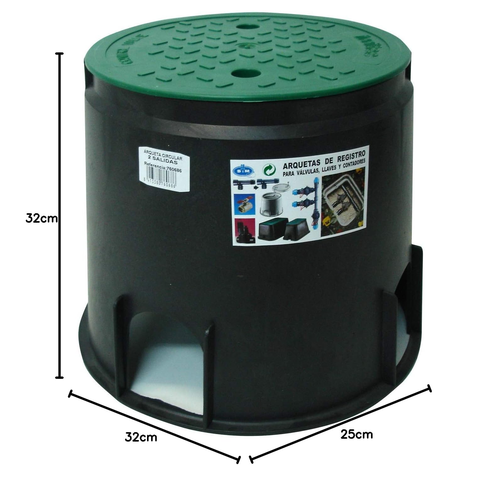 S&M 760686 Archetto Circolare 2 Uscite Ø 28 cm, Nero/Verde