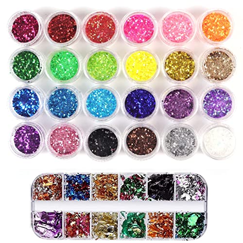 36 Pièces Paillettes à Ongles, Couleurs Poudre Paillettes pour Ongles, Paillette à Ongles en Feuille pour DIY Nail Art Décor et le Maquillage
