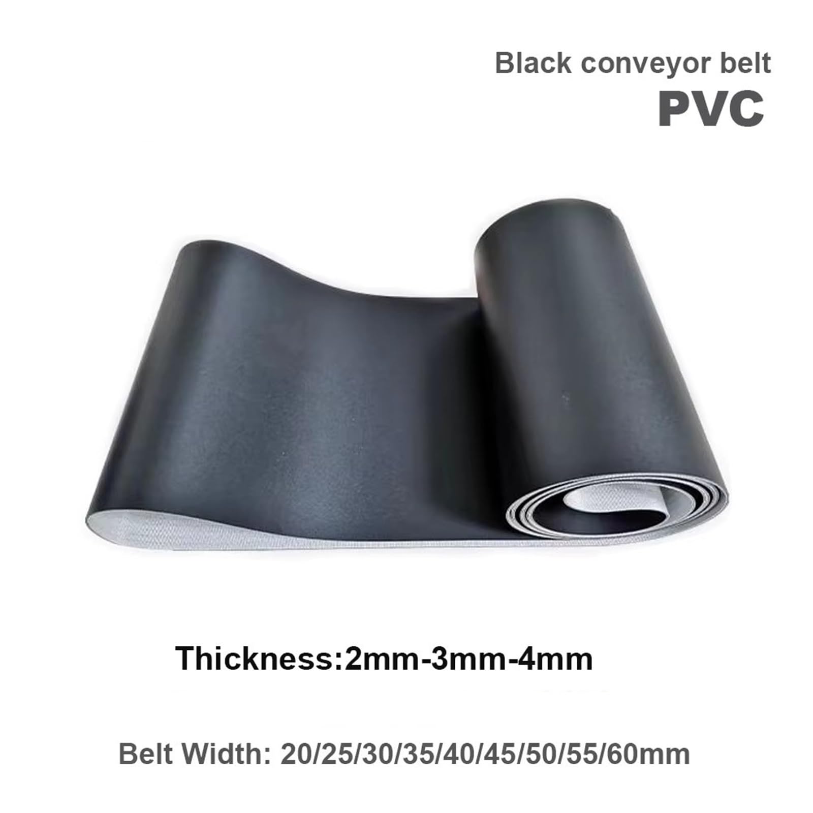Przemysłowy pasek napędowy PVC 3000–3150 mm, szerokość 20-55 mm, czarny matowy, wytrzymały przenośnik taśmowy, długość 3050 mm, grubość 2 mm, 1 sztuka