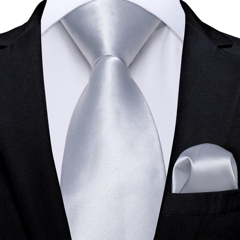 Men's Tie Sets Solid Silk Ties for Wedding Party Men Neckties Accessories Pocket Square Neck Set Gift for