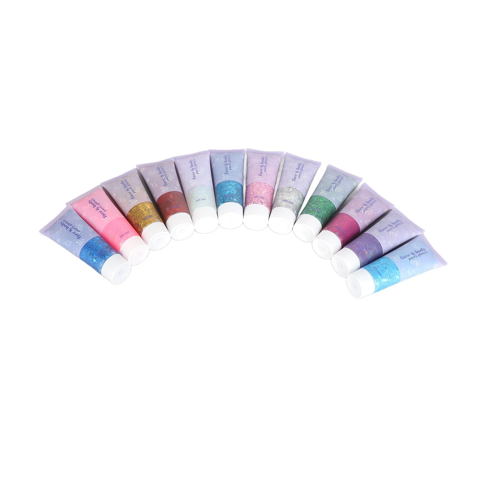 Chrees Gel Glitterato per il Corpo Olografico, Gel Scintillante con Paillettes Glitterate per il Viso in 12 Colori Cosmetico per Trucco e Feste per Festival