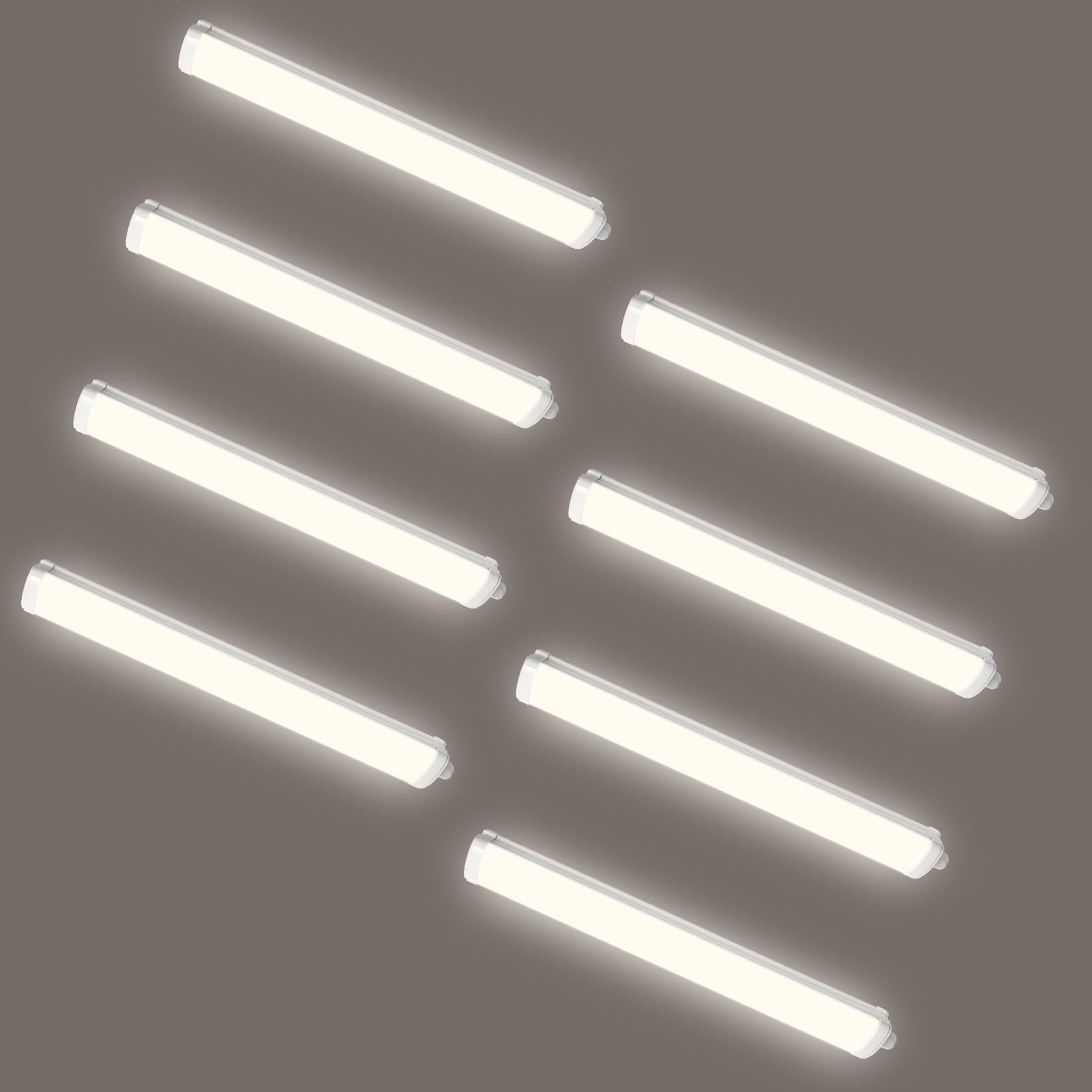 8 Pack 40W Feuchtraumleuchte LED 115cm 4800LM Werkstatt Feuchtraum Lampe IP65 Wasserfest Neutralweiß 4000K Roehrenlampe Garage Keller Komplett Röhre für Bad Küche