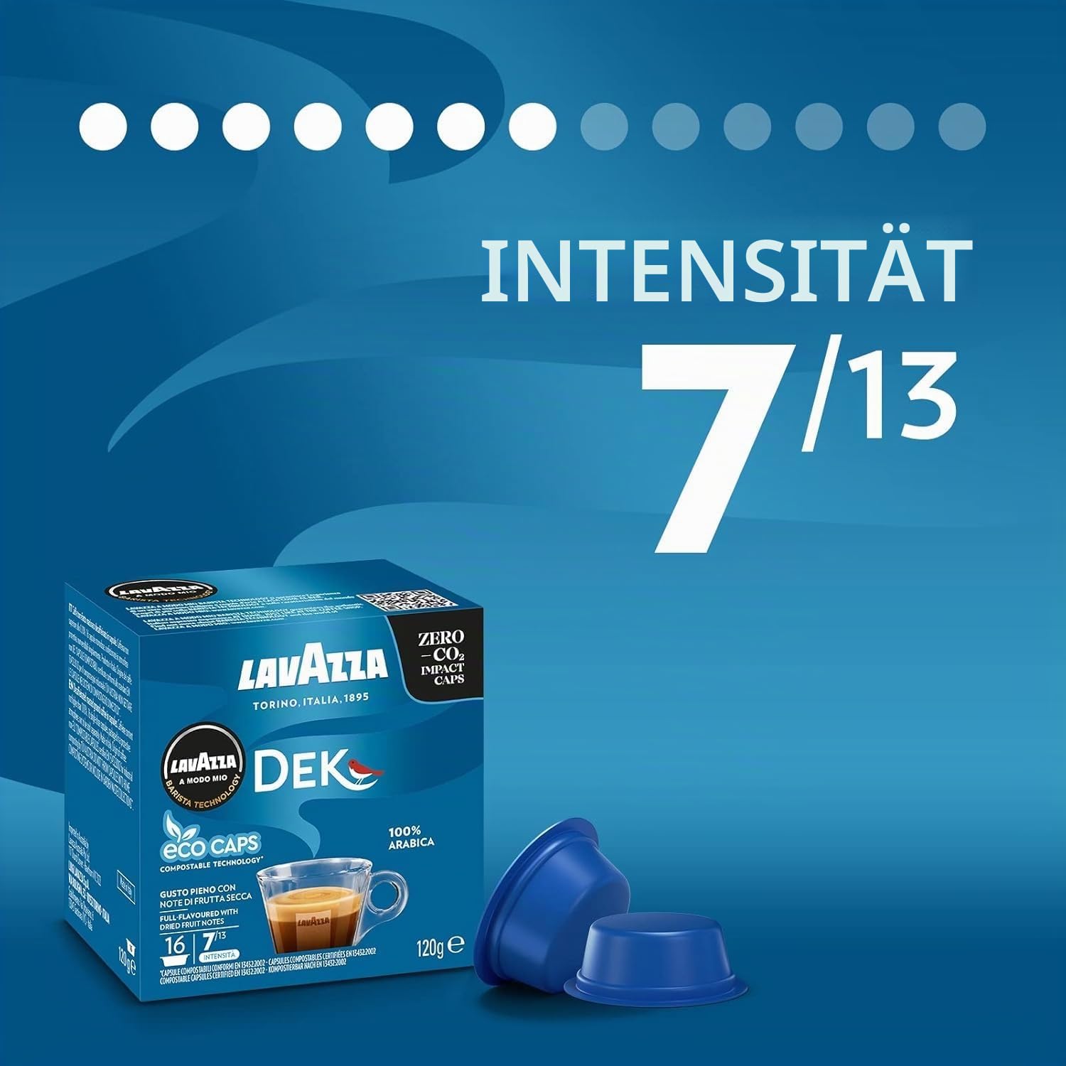 Lavazza A Modo Mio Espresso Dek Cremoso, Kaffee, Entkoffeiniert, Kaffeekapseln, Arabica, 80 Kapseln