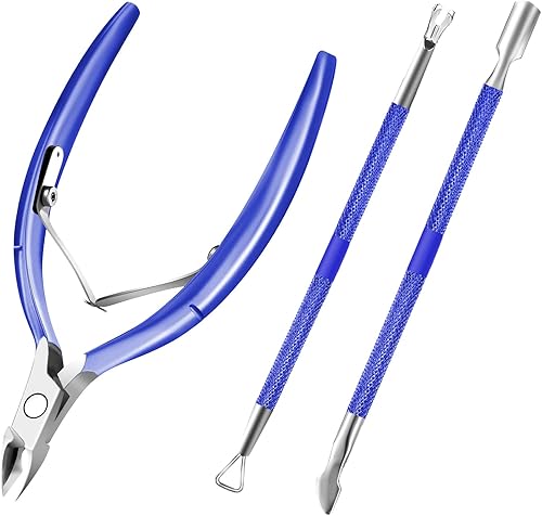 Cortador de cutículas con empujador de cutículas, profesional de acero inoxidable duradero, herramientas de manicura para pedicura, cortador de