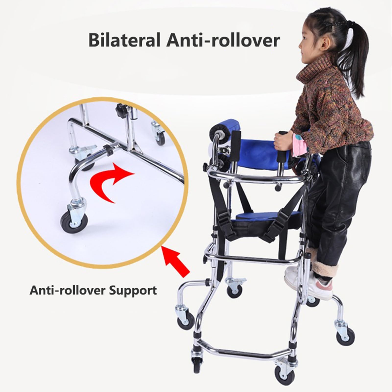 Bipedestador/Ayuda Para Caminar/Bipedestador Con Asiento Rueda Aparato De Rehabilitación Plegable Regulable En Altura Andador Para Miembros Inferiores Discapacitados Bipedestador Para Niños