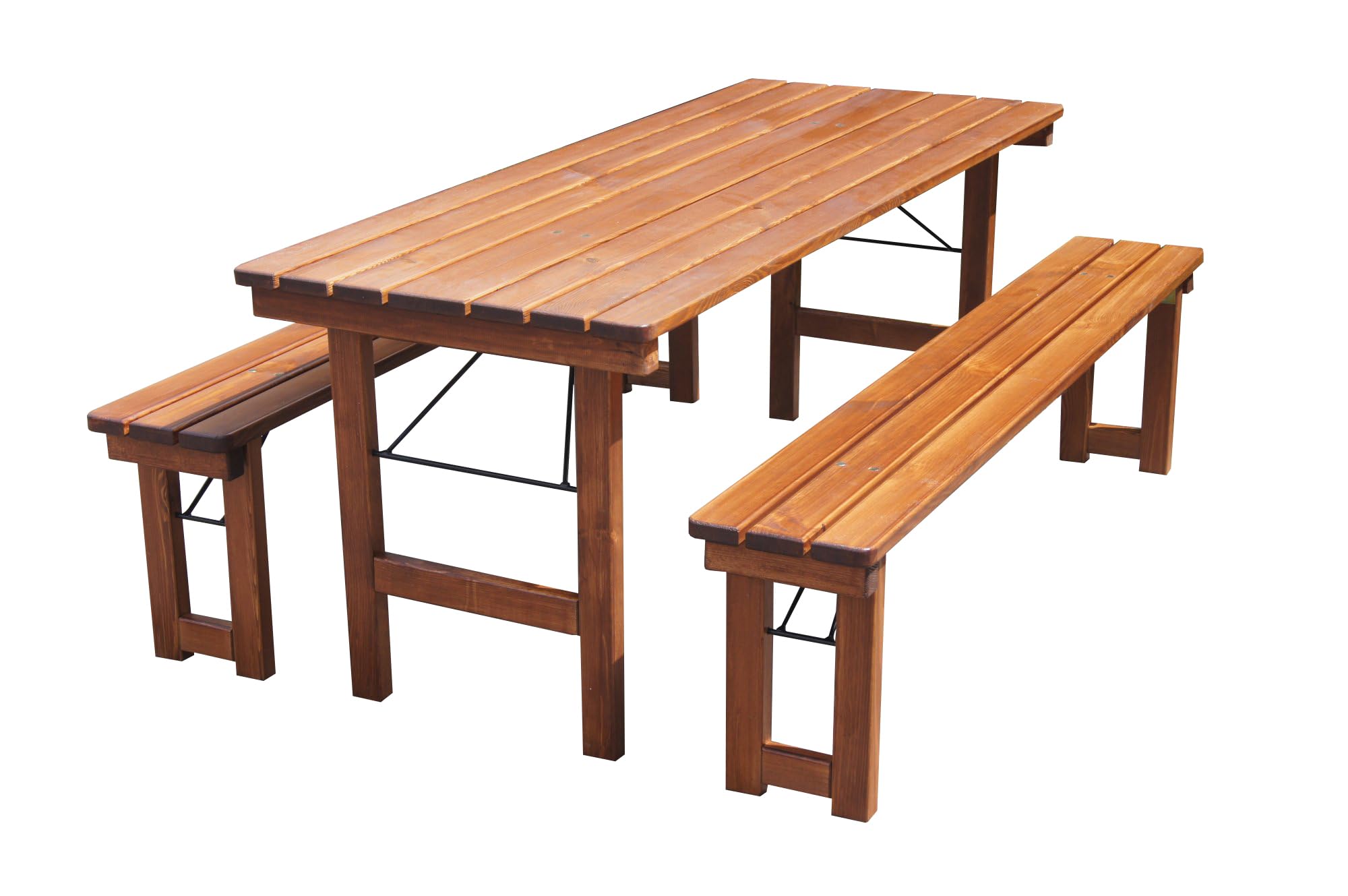 METRO Professional Conjunto Mesa y Bancos Plegables, 70 x 180 x 71.6 cm, marrón