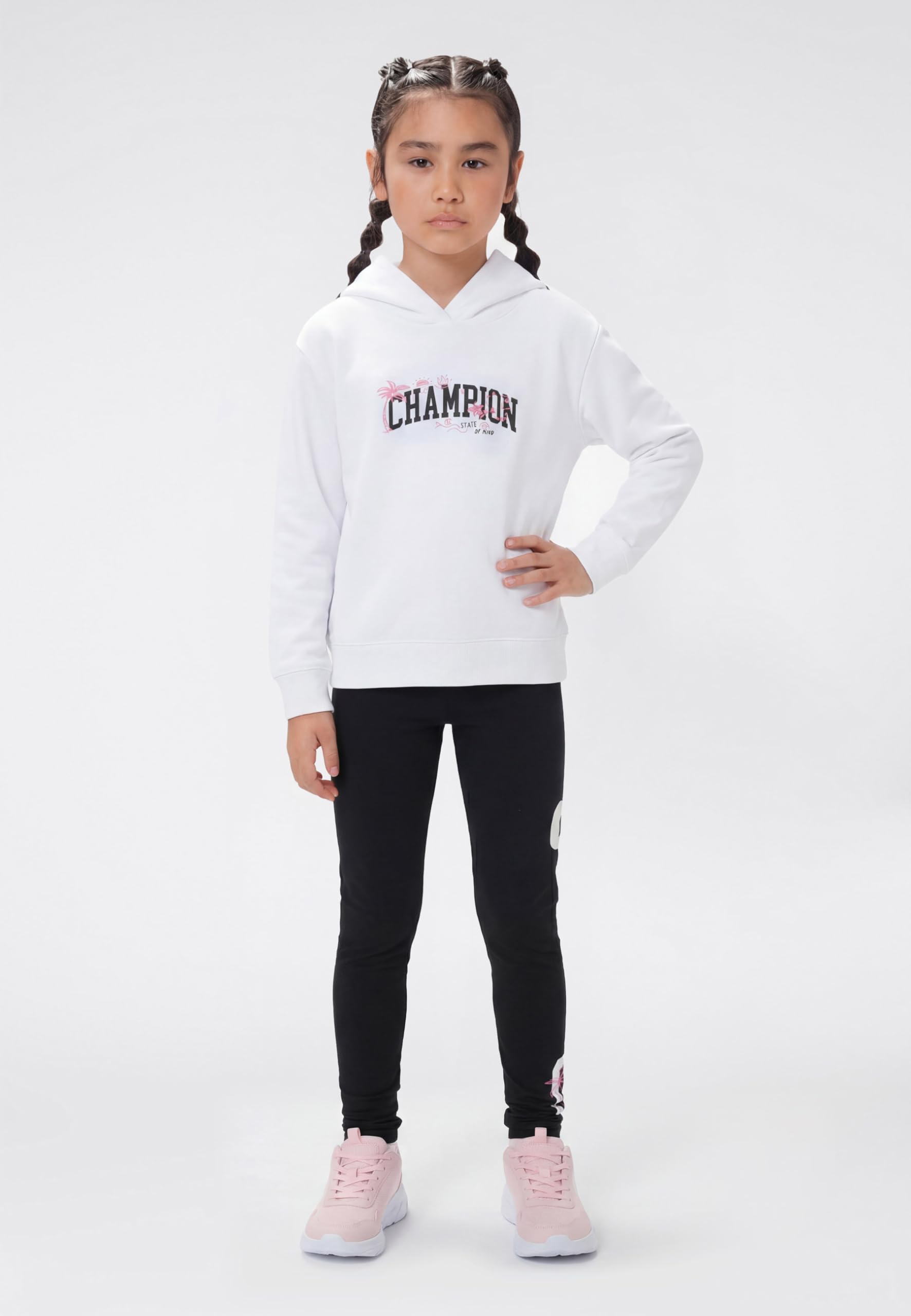 Champion Girls-Graphic Hoodie Felpa con Cappuccio Bambine e Ragazze