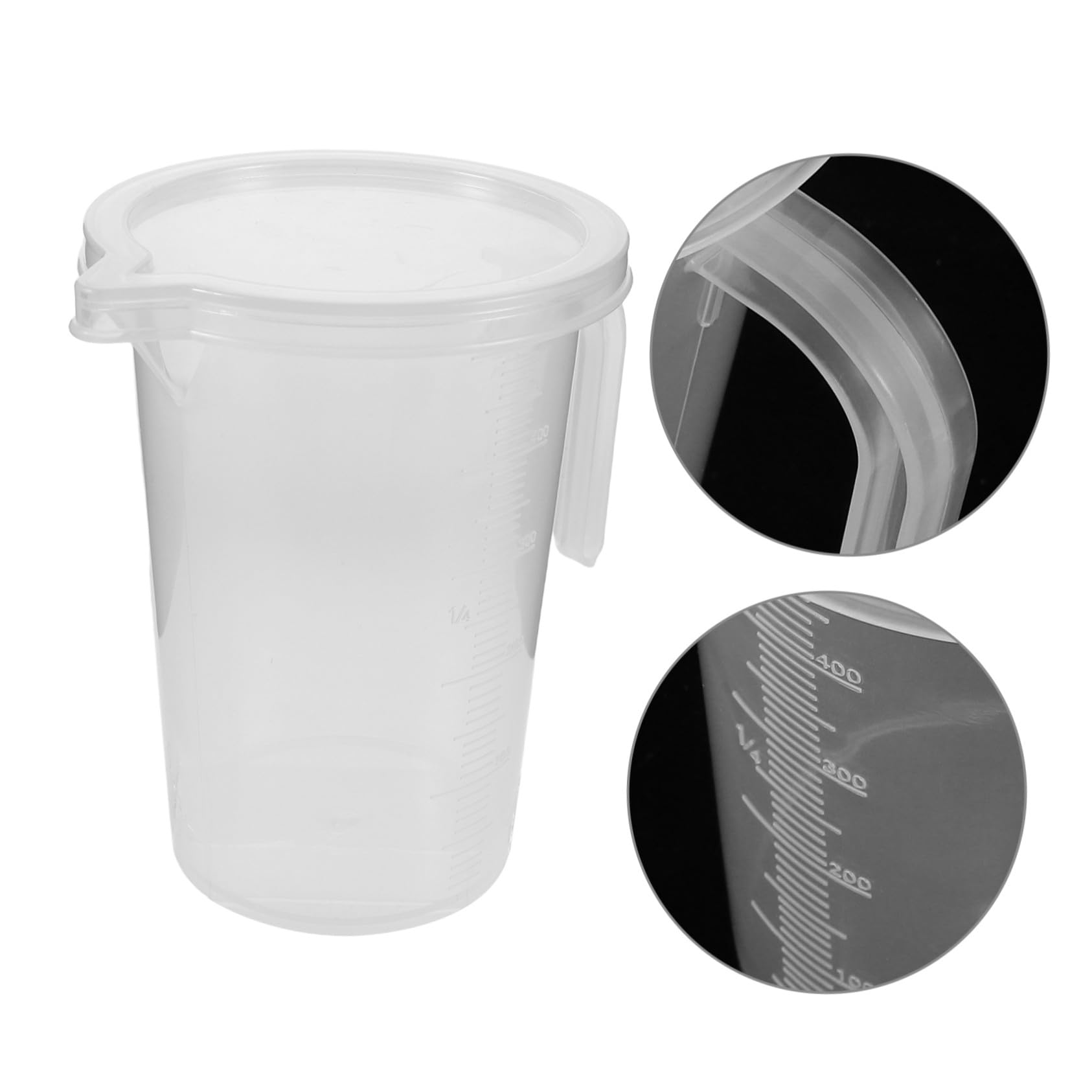 6 Piezas Vasos Medidores Transparentes con Tapa y Asa Jarras Plásticas Graduadas para Cocina y Repostería Tazas de Medición Fáciles de Leer para Uso Doméstico y Comercial