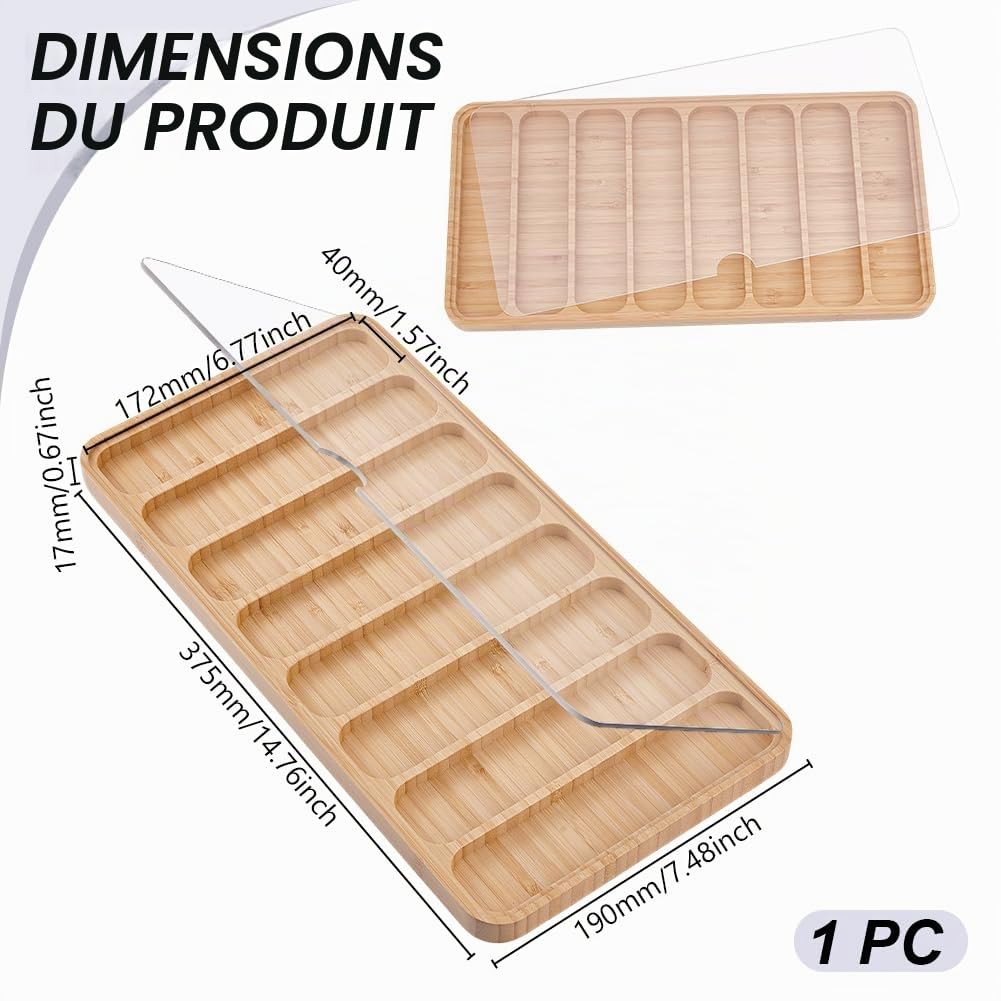 PH PandaHall Organisateur de Bracelet de Montre en Bois 8 fentes Boîtier de Rangement de Montre Plateau de Rangement de Bracelets de Montres avec Couvercle pour 4cm Montres Hommes Cadeau 19x37.5x1.7cm