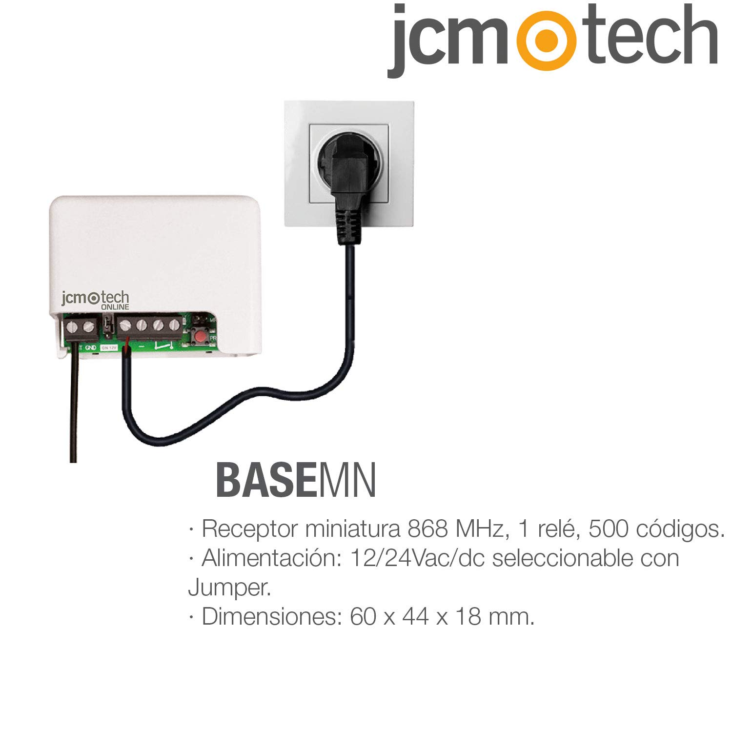 JCM Tech - Conjunto 2 emisores y Receptor Mini BASE 2 MUV - Control de acceso autónomo - Control de acceso para puertas - Código variable con alta seguridad - Kit de Cerradura Inteligente