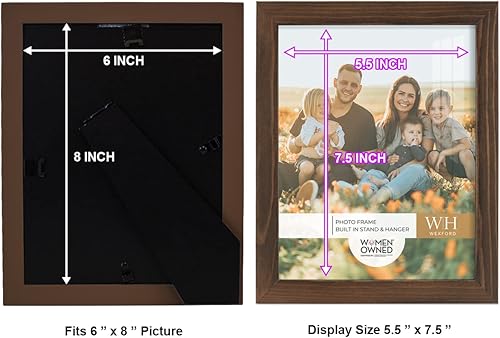 Miniatura 5 de Renditions Gallery Marco de fotos de 8 x 10 pulgadas, marco de grano de madera castaña, estilo moderno de alta gama, hecho de madera maciza y vidrio