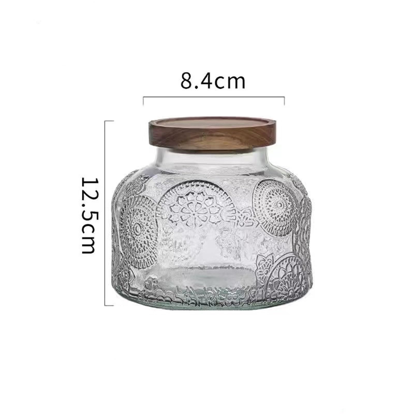Barattoli Vetro con Coperchio Barattoli in vetro for alimenti, 2 pezzi, con coperchi in legno di acacia, contenitori in vetro trasparente sigillati ermeticamente, for chicchi di caffè, noci, foglie sf