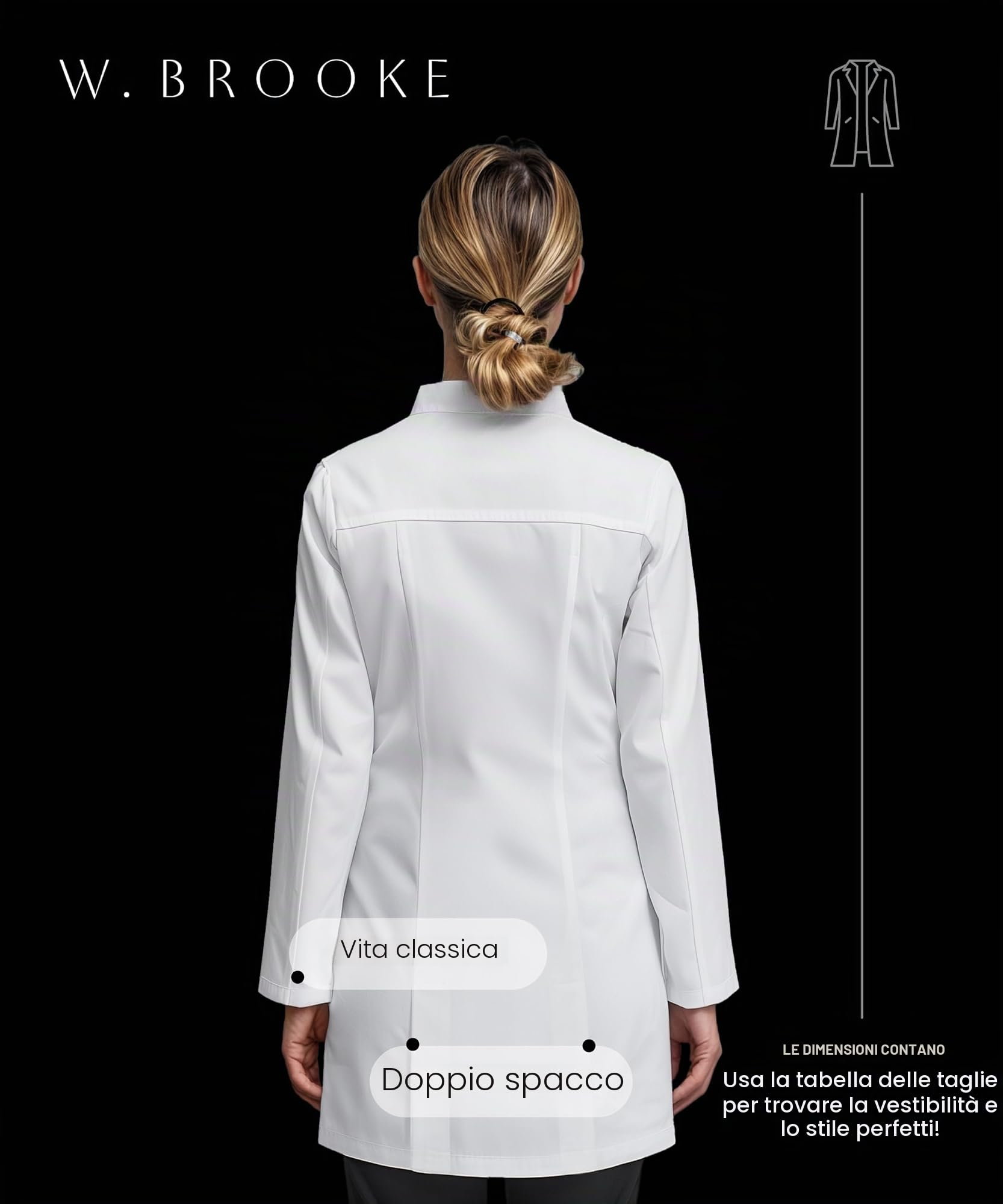 Camice da Laboratorio Donna Sagomato Slim Fit, Modello Sartoriale con Bottoni Automatici Nascosti, Lunghezza 84 cm, Ideale per Dottoressa, Estetista e Farmacia, Tessuto Resistente