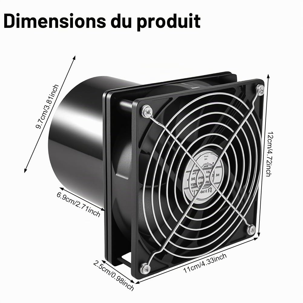 Extracteur d'Dair 100mm de gaine en ligne, Extracteur Air Chaud DC 12V avec variateur de vitesse, Ventilation Extracteur Dair pour cuisine, serre, salle de bain, circulation de l'air, PC