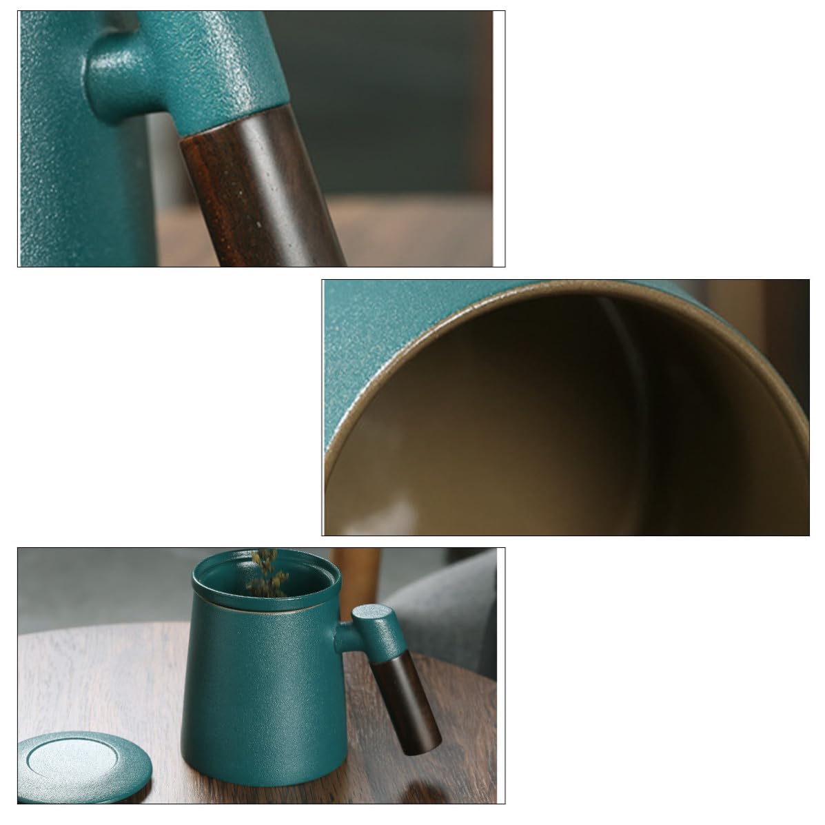 Taza de Té Infusor de Cerámica 400ml Verde, 1 Juego