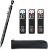 Graph 1000 for Pro Mechanical Drafting Pencil 0.3mm (PG1003) + Ain 0.3 HB/B/2B leads, qullity original Black slim pen case