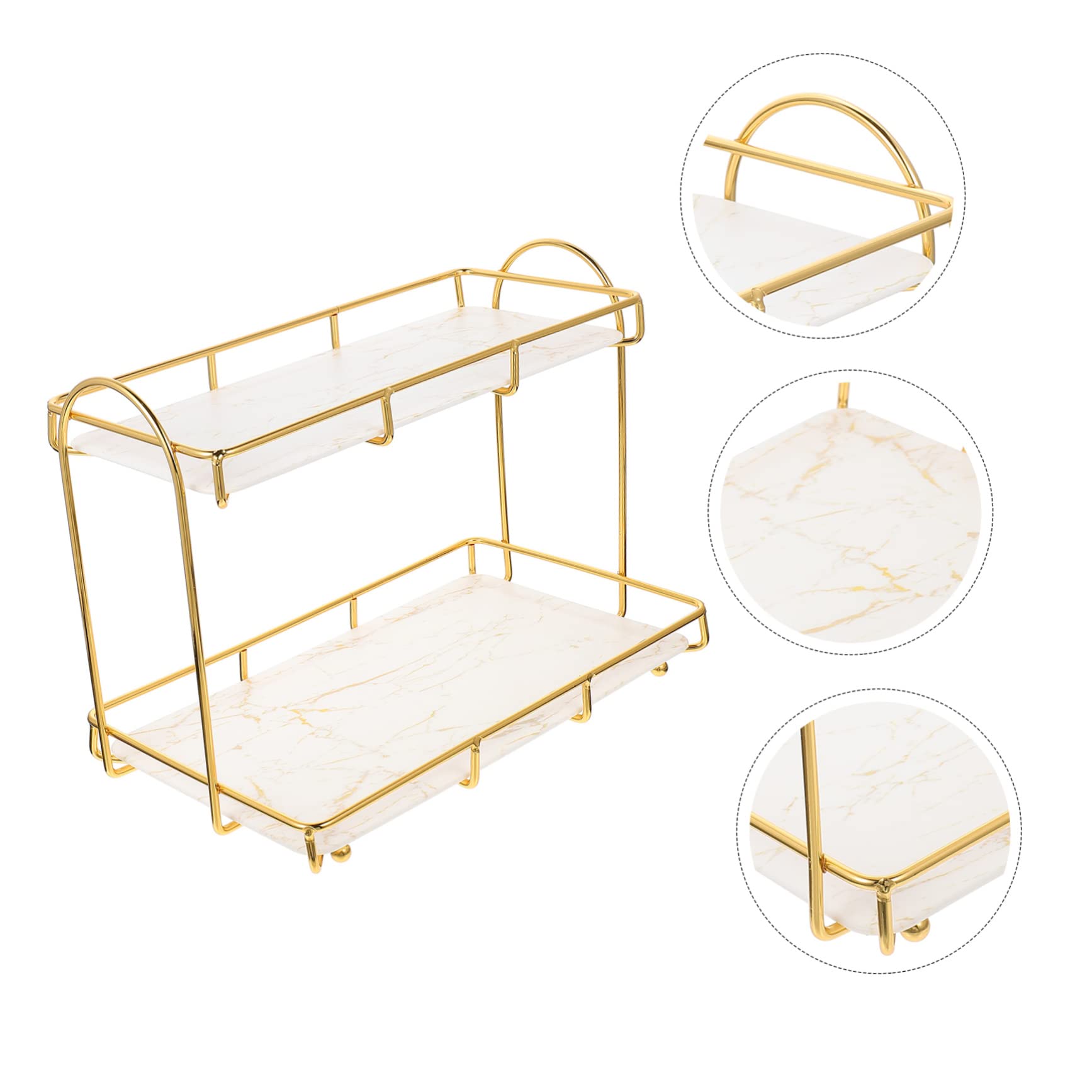Gatuida Organizzatore da Bagno Facile da Pulire Angolare a 2 Livelli in Ferro Bianco, Salvaspazio per Cosmetici e Articoli da Toilette Sul Piano Lavabo