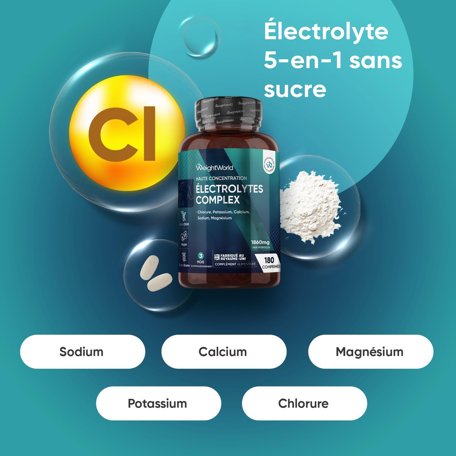 Creatine Monohydrate 270 comprimés 3000mg & Electrolyte Complex sans Sucre