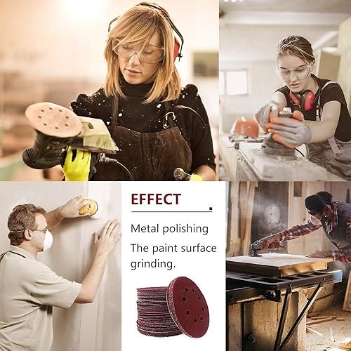 Miniatura 2 de Paquete de 80 discos de lijado de 5 pulgadas, lijadora de 8 agujeros para almohadilla de pulido de taladro placa de gancho y bucle 60 80 120 180 240