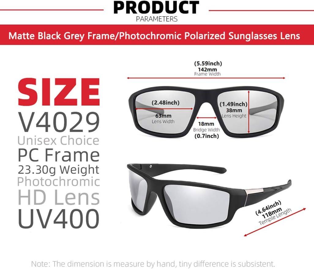 Photochromic Polarized Sports Sunglasses for Men Women UV Protection Safety Outdoor Cycling Driving Fishing Glasses - Image 4
