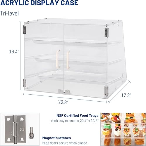 Miniatura 3 de Vitrina de pastelería de 3 bandejas con puertas traseras - 21" x 17 3/4" x 16 1/2"