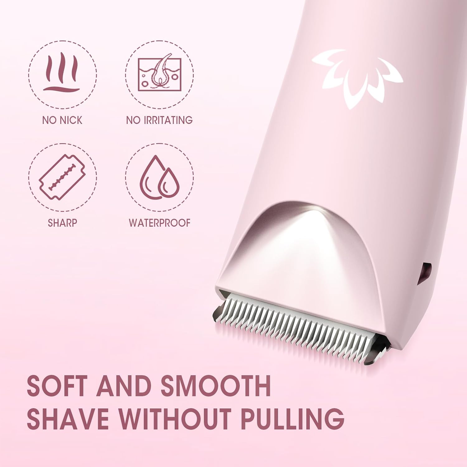 Lanumi Bikini Trimmer Women Rechargeable Body Hair Trimmer Electric Shaver Pubic Hair Grooming Kit with Charging Dock IPX7 Waterproof Wet/Dry Use (Pink)