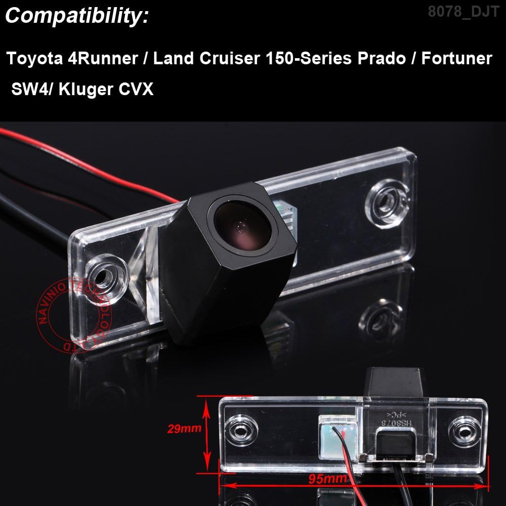 HD IP68 170°Reversing Vehicle-Specific Integrated in Number Plate Light License Rear View Backup Camera Compatible with Toyota 4 Runner/Land Cruiser 150-Series Prado/Fortuner/SW4/Kluger CVX