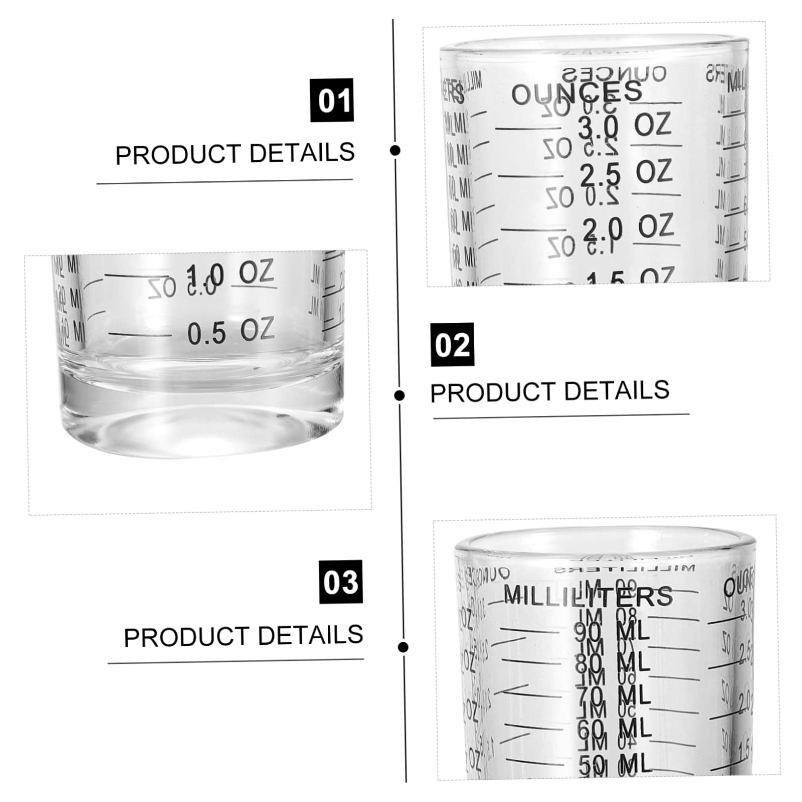3stücke Milchmessglas mit Skala Praktische Küchenbackutensilien Hochwertige Messwerkzeuge aus Robustem Glas Leicht zu Reinigen