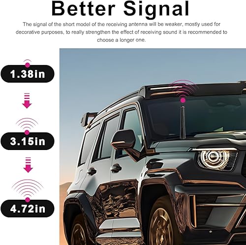 Miniatura 3 de Antena corta para automóvil, antena receptora de señal de radio estéreo de fibra de carbono de aleación de aluminio de 4.72 pulgadas, repuesto