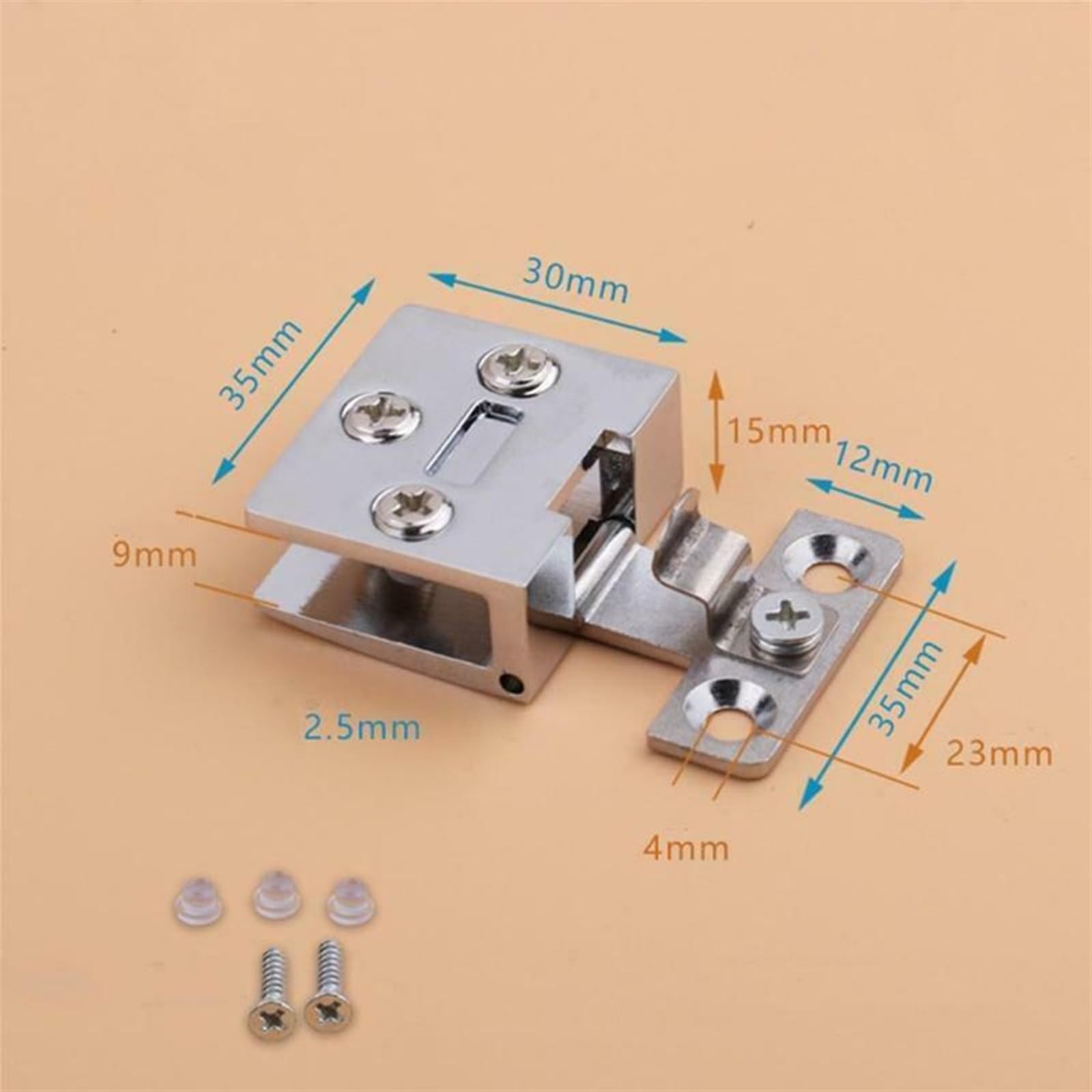 Cerradas de puertas de vidrio Bisagras for mamparas de ducha, herrajes for mamparas de ducha, abrazaderas for puertas de vitrinas de cristal, herrajes for muebles, bisagras con tornillos for 4-5 mm, 2