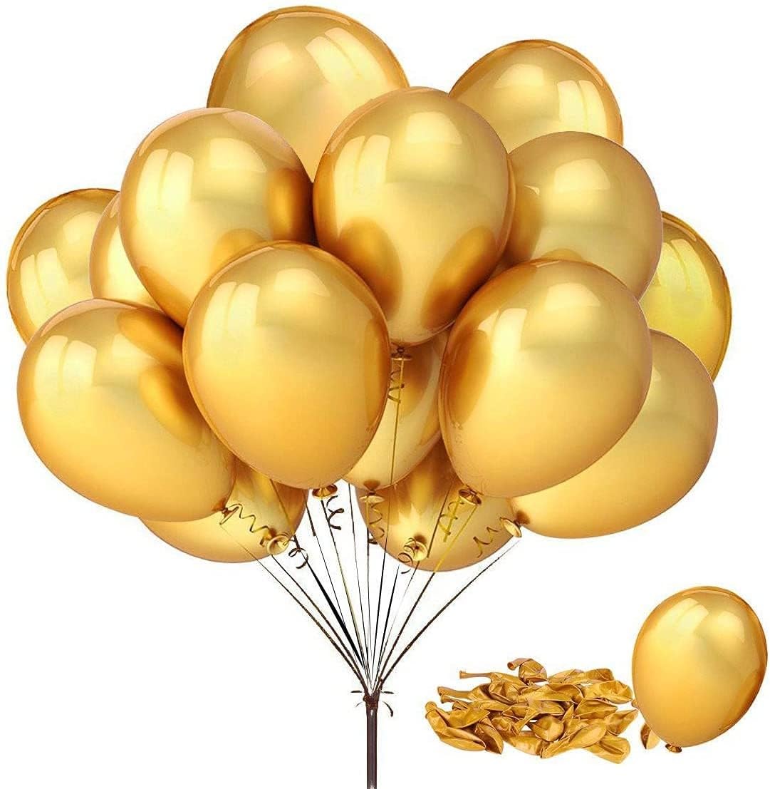 12 Inch Metalic Latex Balloon 40 Pieces Pack Red Balloons For Birthday Party Wedding Anniversary Decorations, Color Gold, Mb40Gol