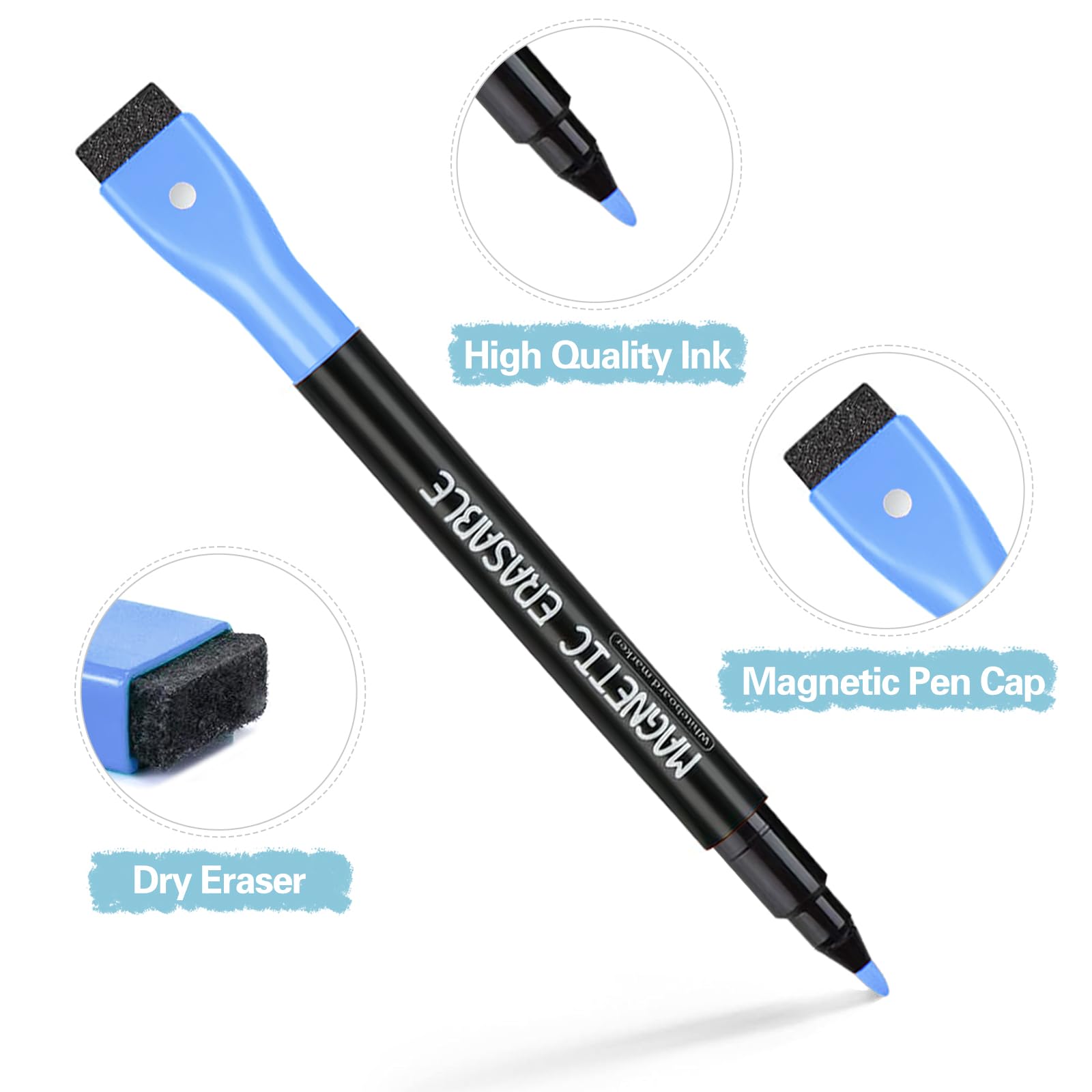 Pennarelli Lavagna Magnetica - 12 Colori, Cancellabili, Con Cancellino - Foto 3