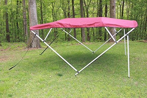 Vortex Burgundy Square Tube Frame 4 Bow Pontoon/Deck Boat Bimini Top 8' Long, 97-103 #TOP5
