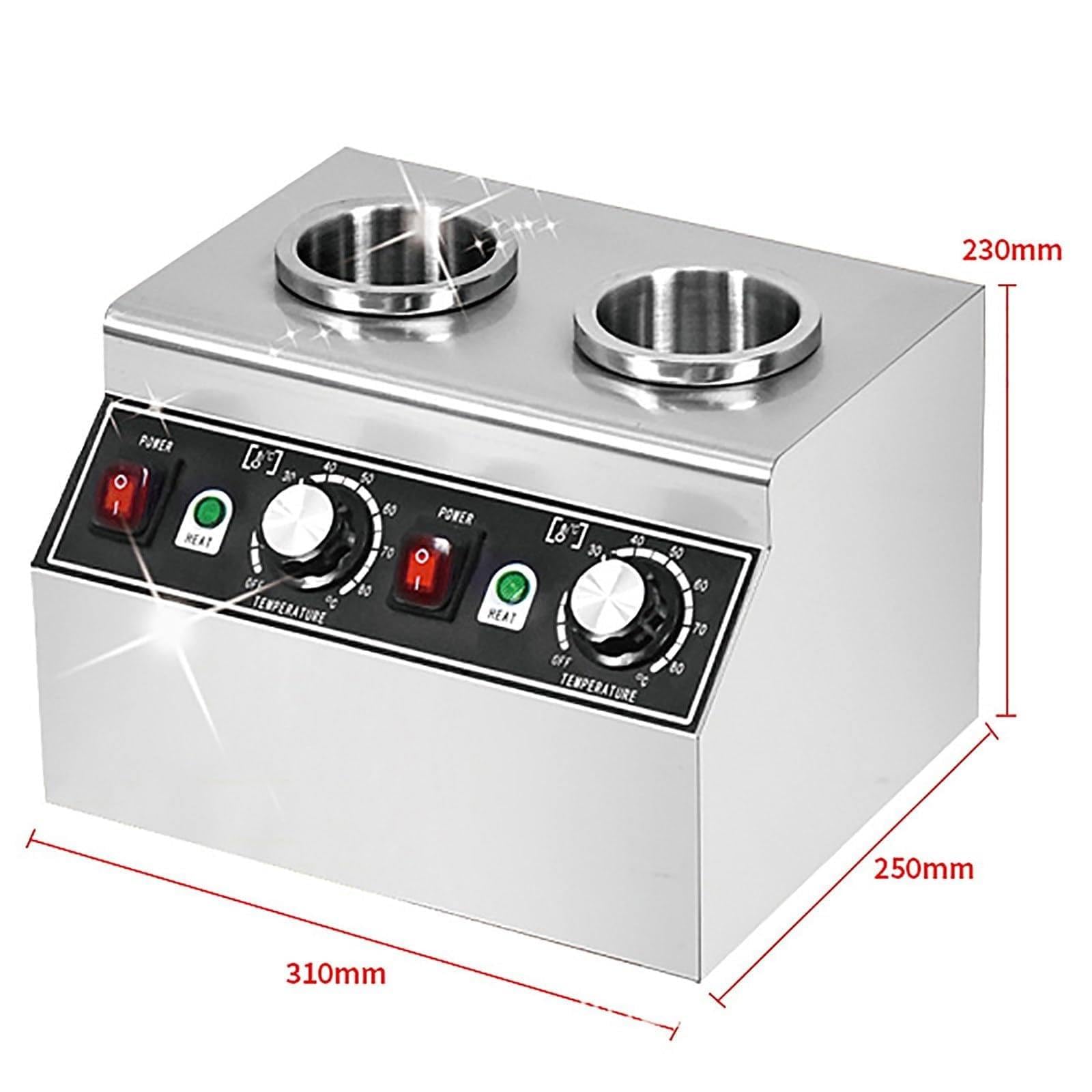 Calentador Eléctrico De Salsas con Control Independiente | Máquina para Conservar Mermeladas | Temperatura Ajustable De 86 a 185 °f | para Queso Nacho, Caramelo, Chocolate 2Cans