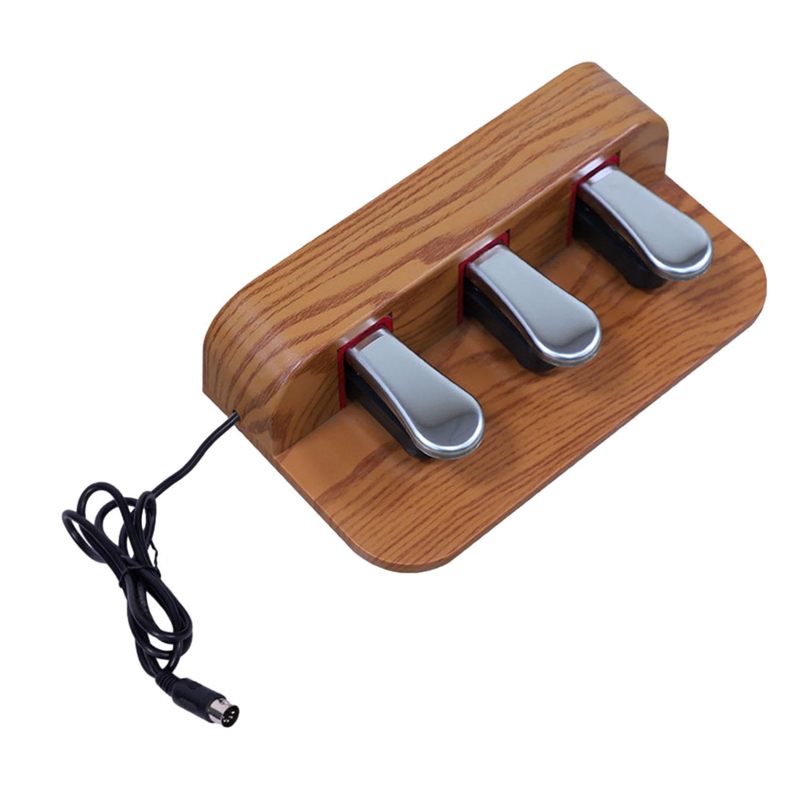 Sustain Pedal Anti-Rutsch-Dreifach-Pedal für Keyboard, E-Piano, Performance, Braun, 30 x 7,5 x 17 cm