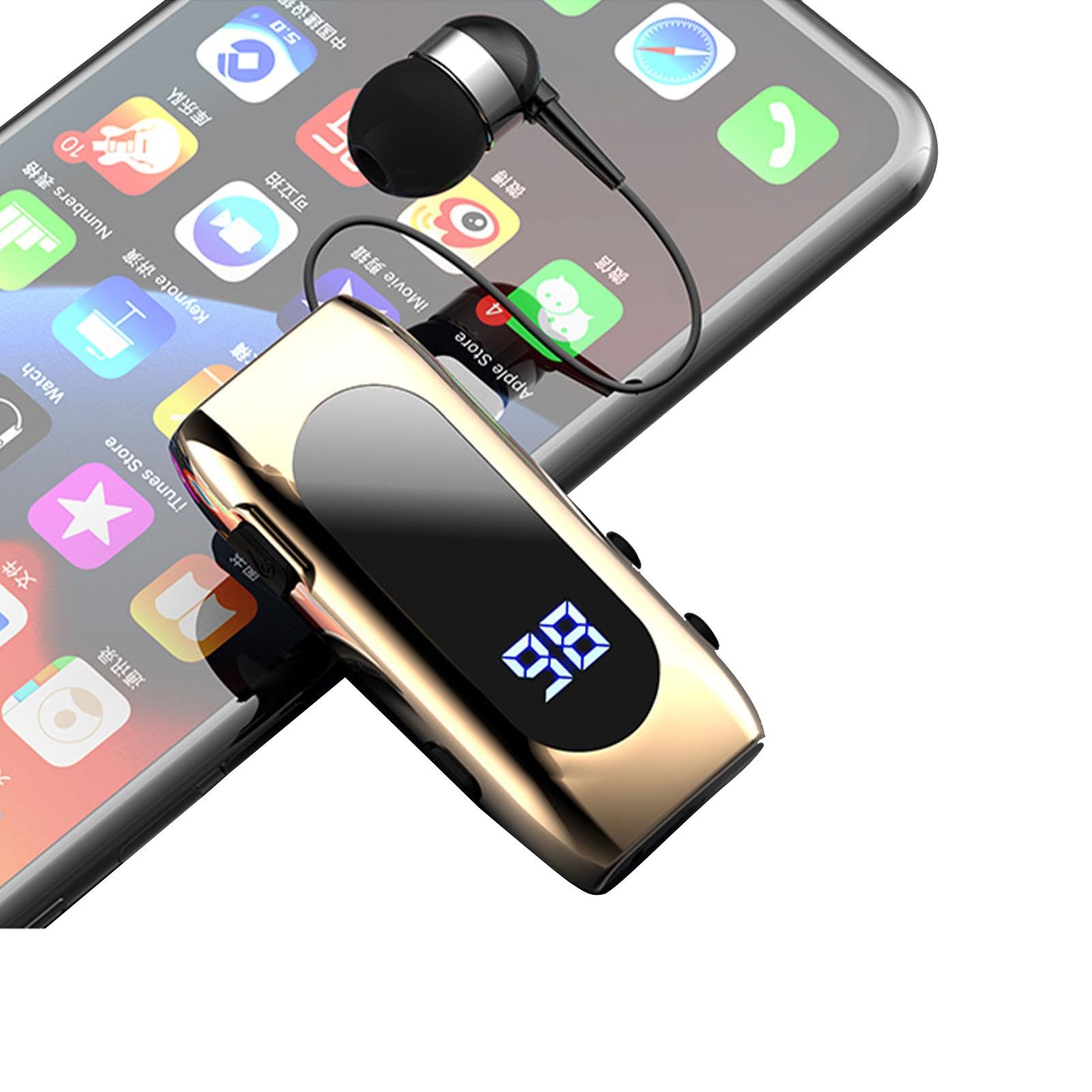 Generico Auricolare Wireless Retratte - Auricolare Vivavoce A Orecchio Singolo Wireless | Auricolari Sportivi Da Lavoro Con Clip, Auricolare Retratte Per Donna, Uomo, Ufficio, Sport