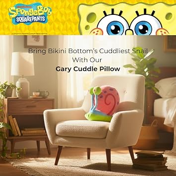 Spongebob Squarepants Gary Plush Cuddly Cuddle Pillow, Super Soft & Cozy, 16.50 Tall, (Officially Licensed Product) by Franco Collectibles