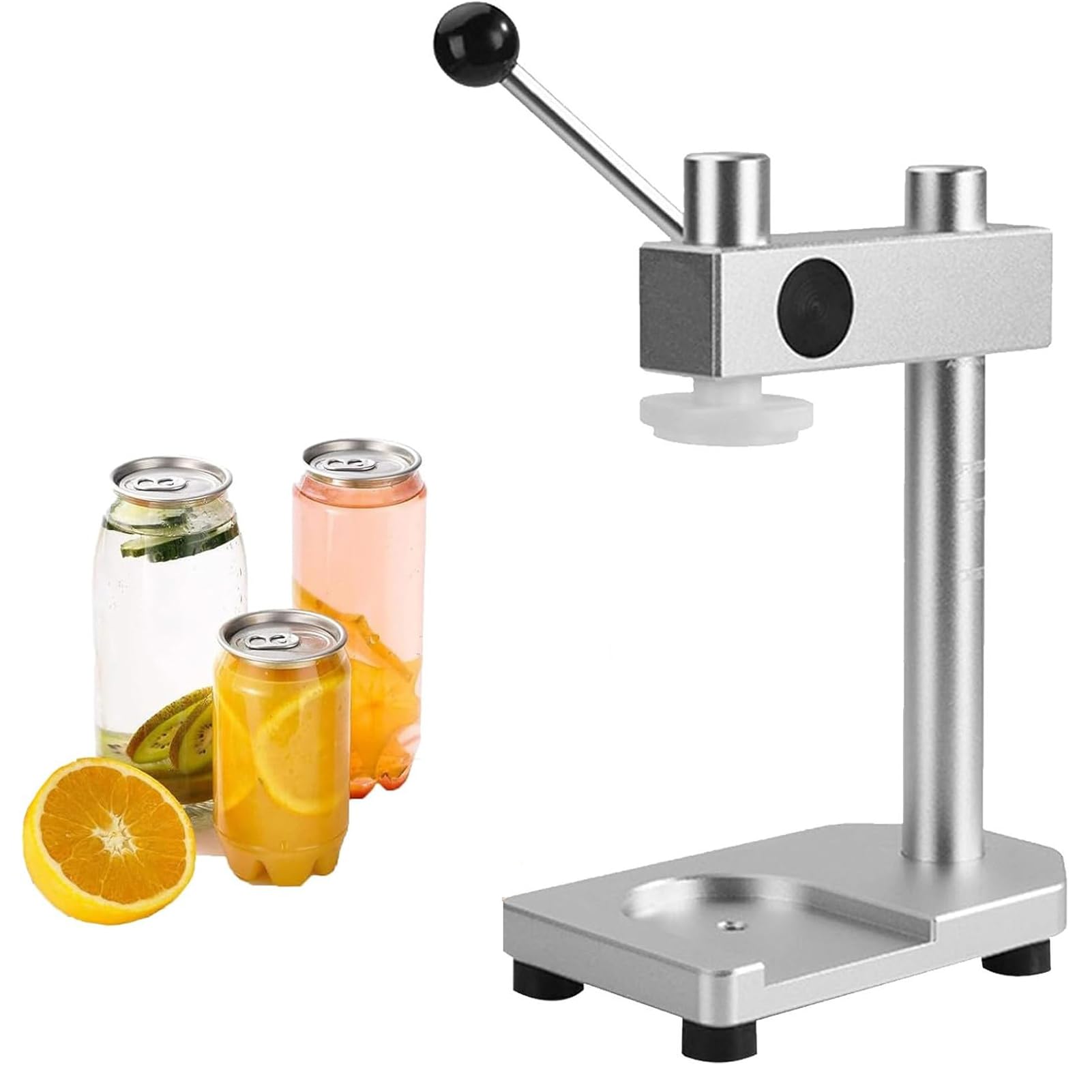 YNIYUJKL Manual Can Sealer Machine For Pet Bottles And Cans With Adjustable Height And Anti-Slip Silicone Head,Silver