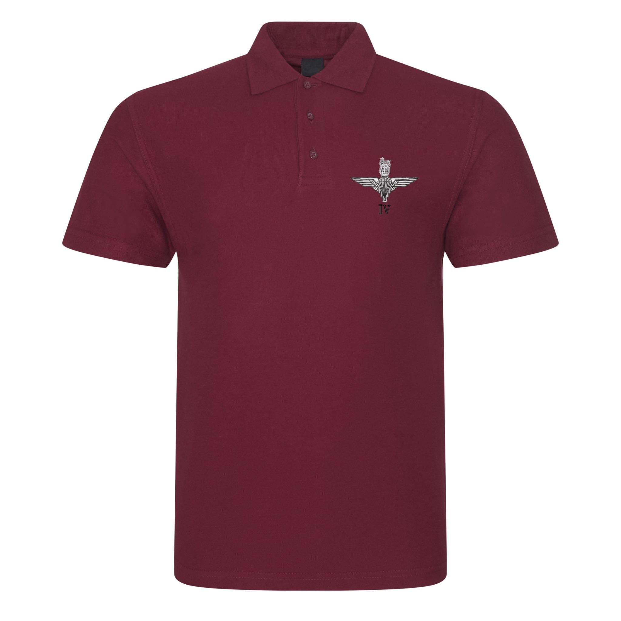 Pineapple Joe's Men's Burgundy Parachute Regit - 4 Para Embroidered Polo - Large
