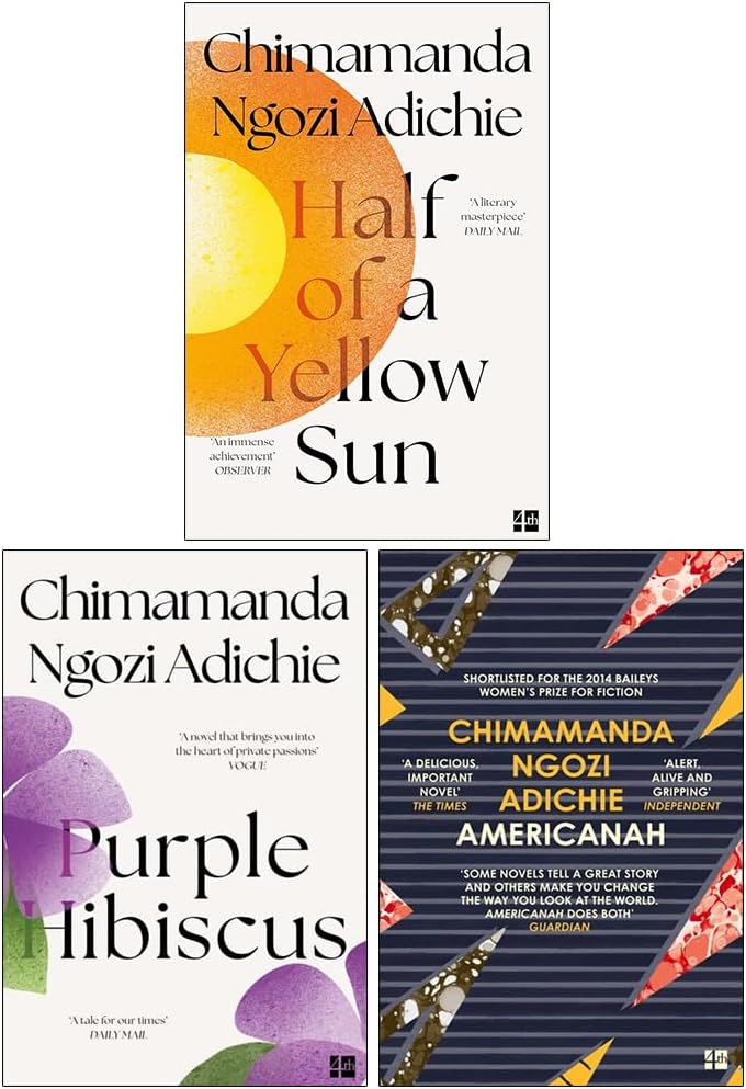 Chimamanda Ngozi Adichie 3 Books Collection Set, (Half of a Yellow Sun, Americanah and Purple Hibiscus (P.S.))